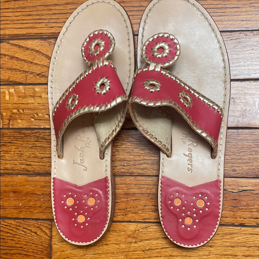 Jack Rogers Women's Red and Tan Sandals - Picture 4 of 12